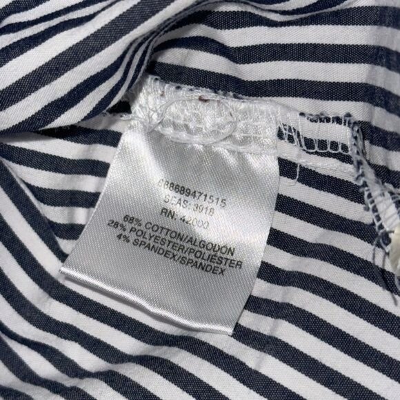 Basic Editions Womens 3X Black & White Striped Button-Down Shirt - Picture 4 of 7